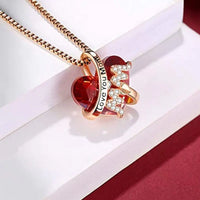 Red Blue Heart Crystal Necklace