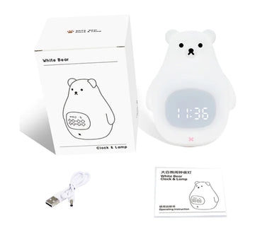 Big White Bear Children Wake-Up Silicone Light LED Clock