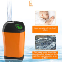 USB-PORTABLE CORDELESS SUBMERSIBLE WATER PUMP "90 MINUTE RUNTIME"