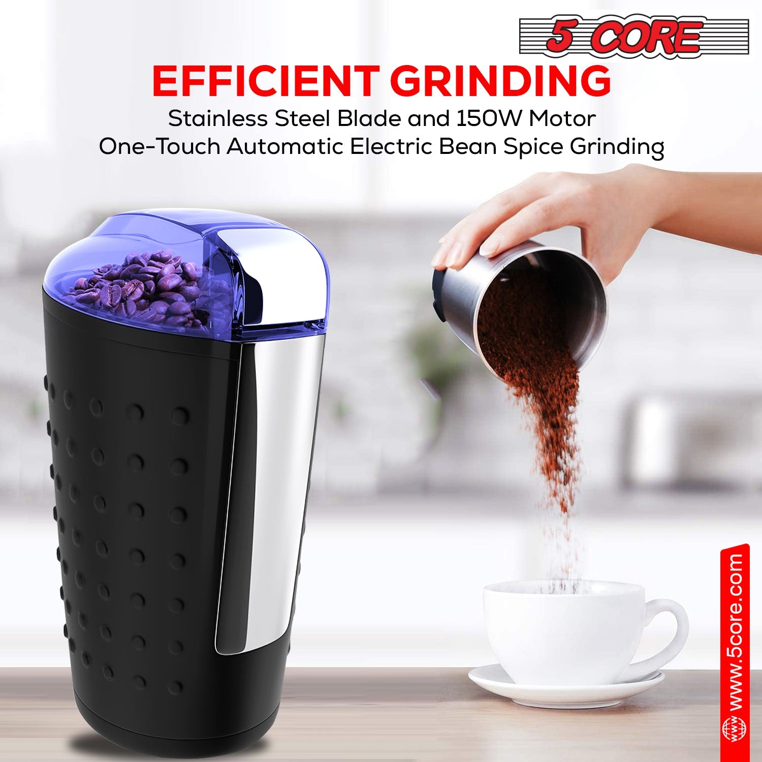 5Core Coffee Grinder 85 Gram Capacity 150W Electric Bean Spice