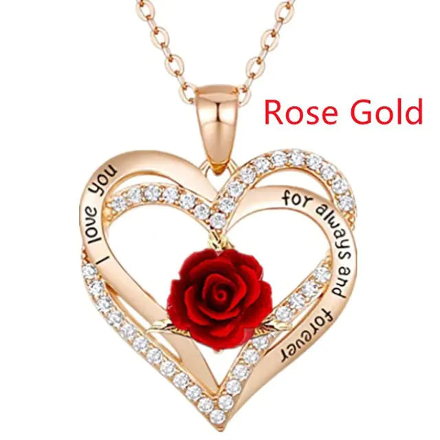 Rose Flower Pendant Necklace