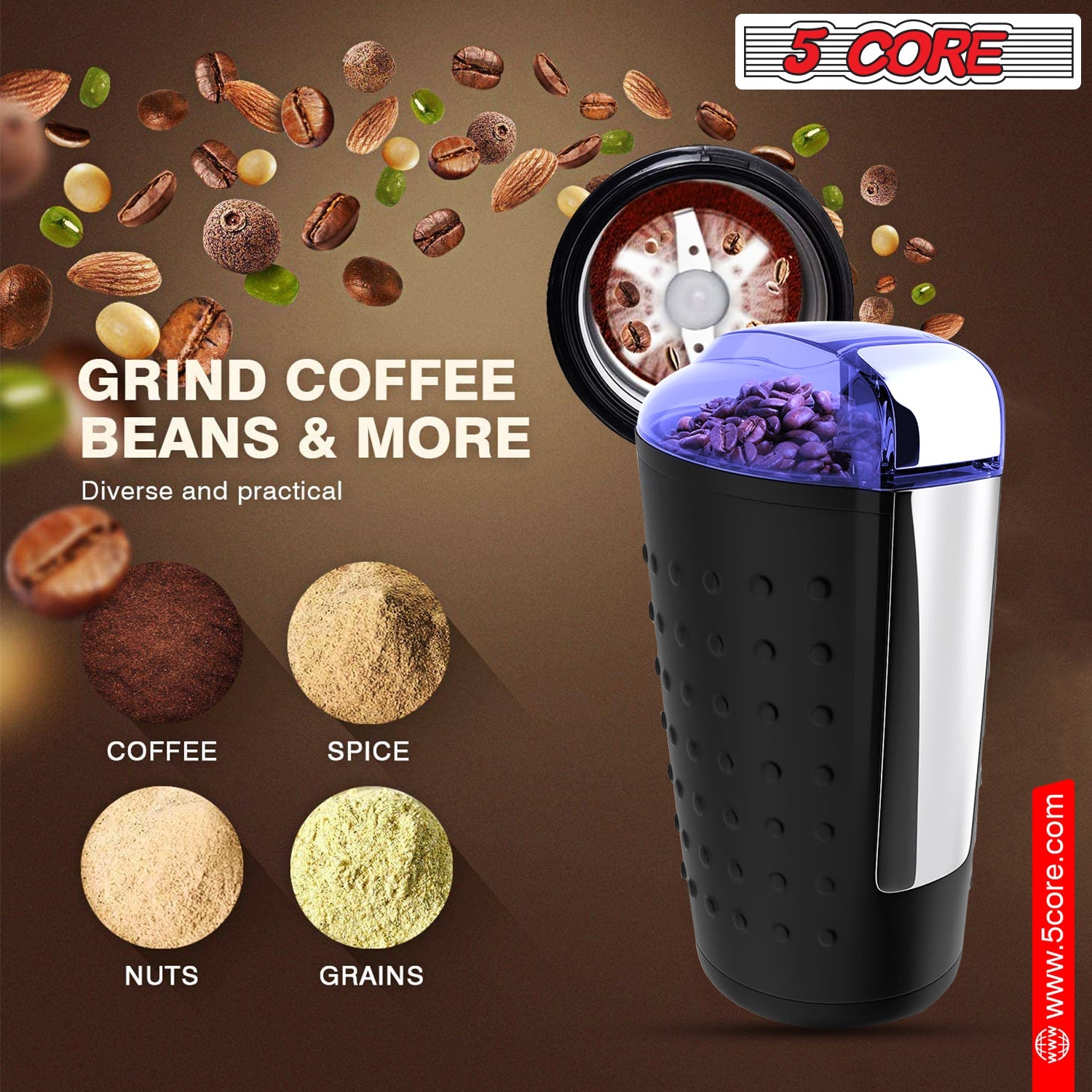 5Core Coffee Grinder 85 Gram Capacity 150W Electric Bean Spice