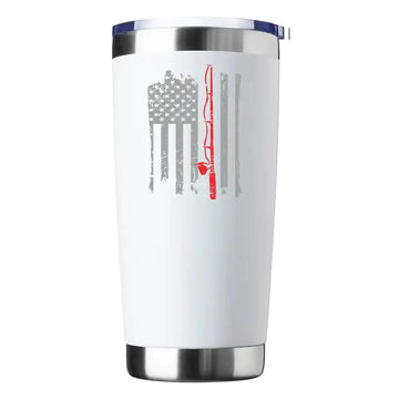 Fishing Rod American Flag 20oz Insulated Vacuum Sealed Tumbler