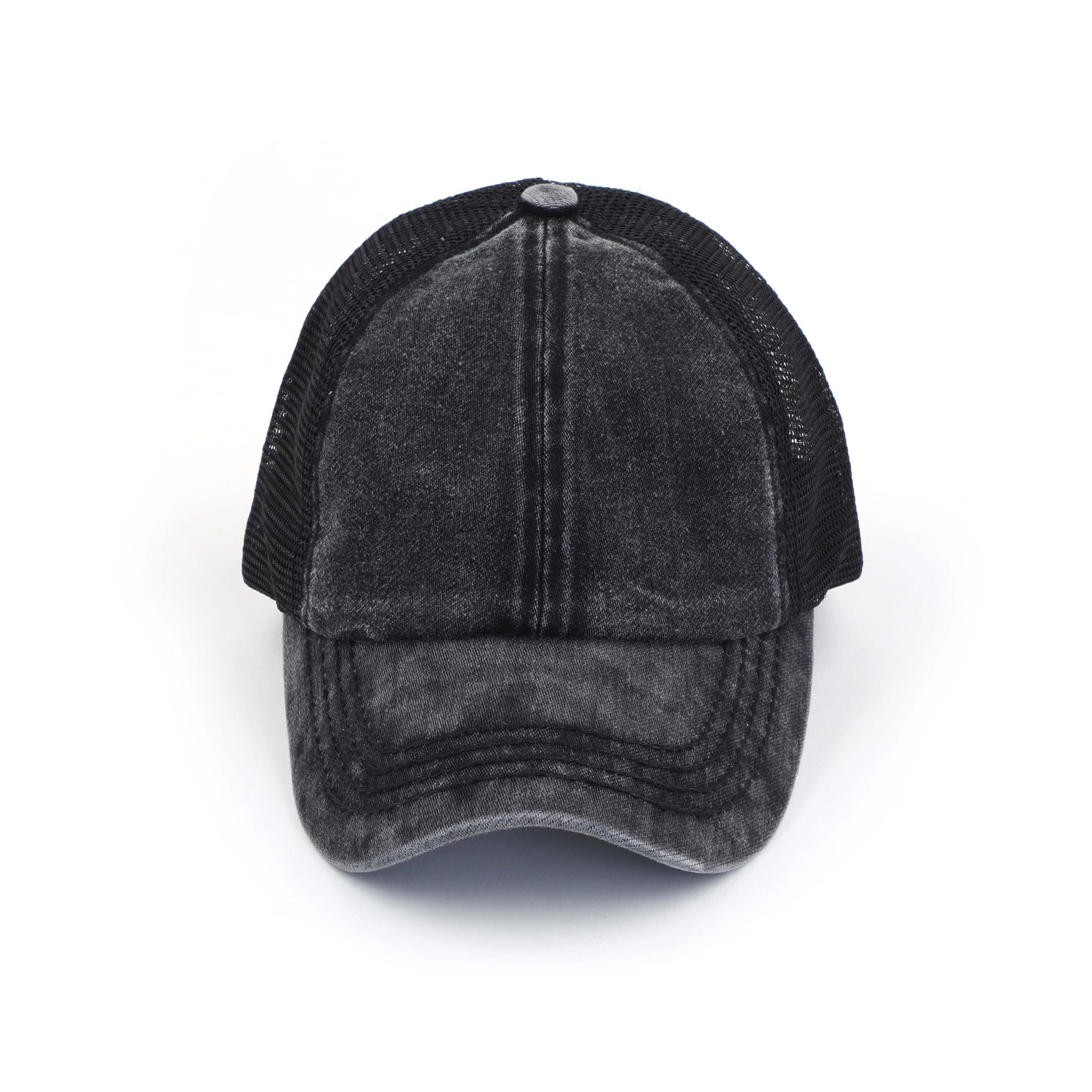 CC Washed Denim Criss Cross Pony Cap for  Kids to Adult