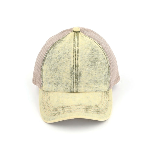 CC Washed Denim Criss Cross Pony Cap for  Kids to Adult