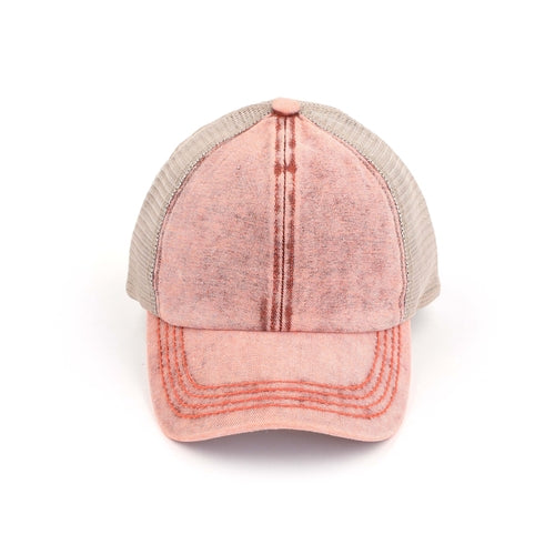 CC Washed Denim Criss Cross Pony Cap for  Kids to Adult