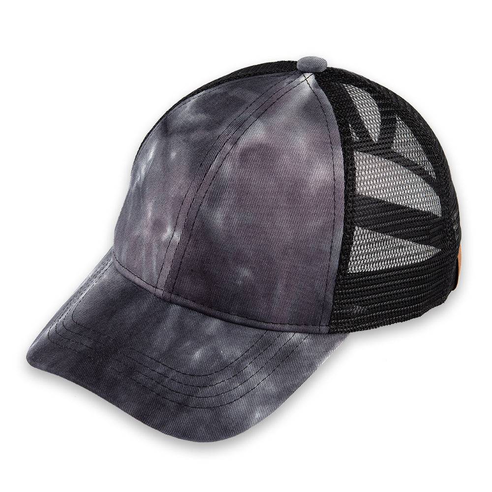 CC Tie-Dye Messy Bun Pony Cap Women, Teens and Kids Trucker Hats