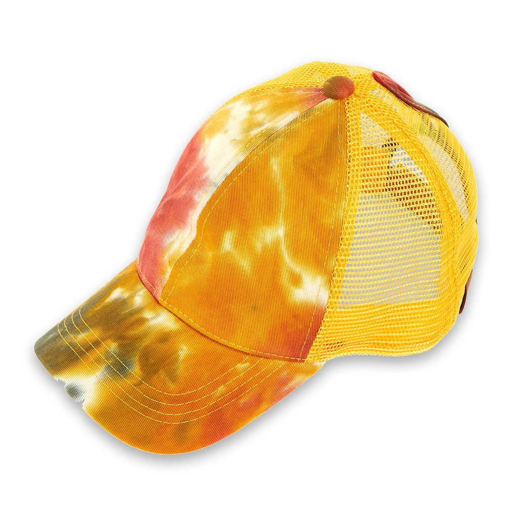 CC Tie-Dye Messy Bun Pony Cap Women, Teens and Kids Trucker Hats