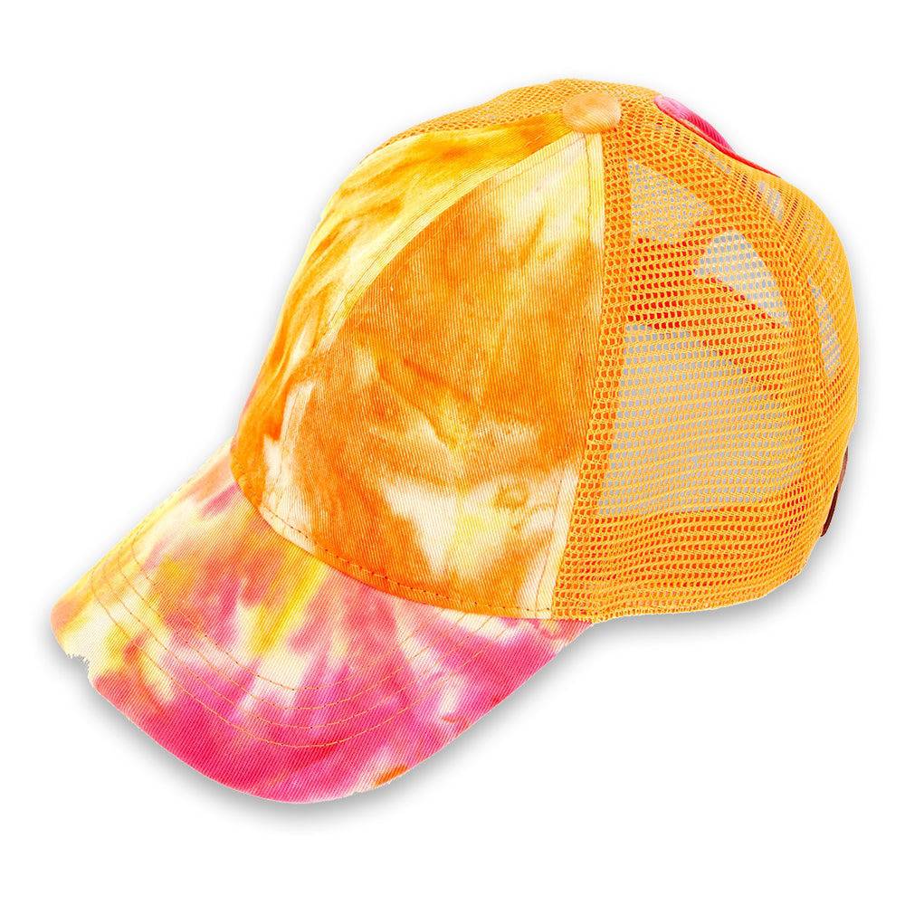 CC Tie-Dye Messy Bun Pony Cap Women, Teens and Kids Trucker Hats