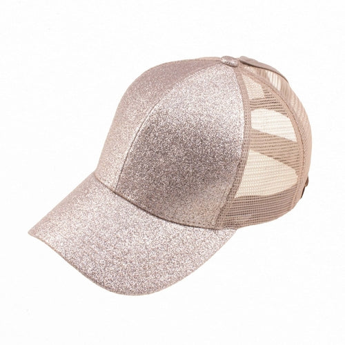 CC Glitter Messy Bun Pony Cap Women Kids, Toddler Trucker Hats