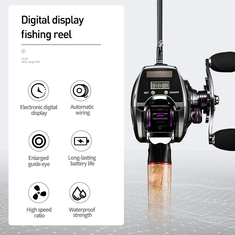 Electronic Bait Casting Fishing Reel with Digital Counter - 8.0:1 High Speed Ratio