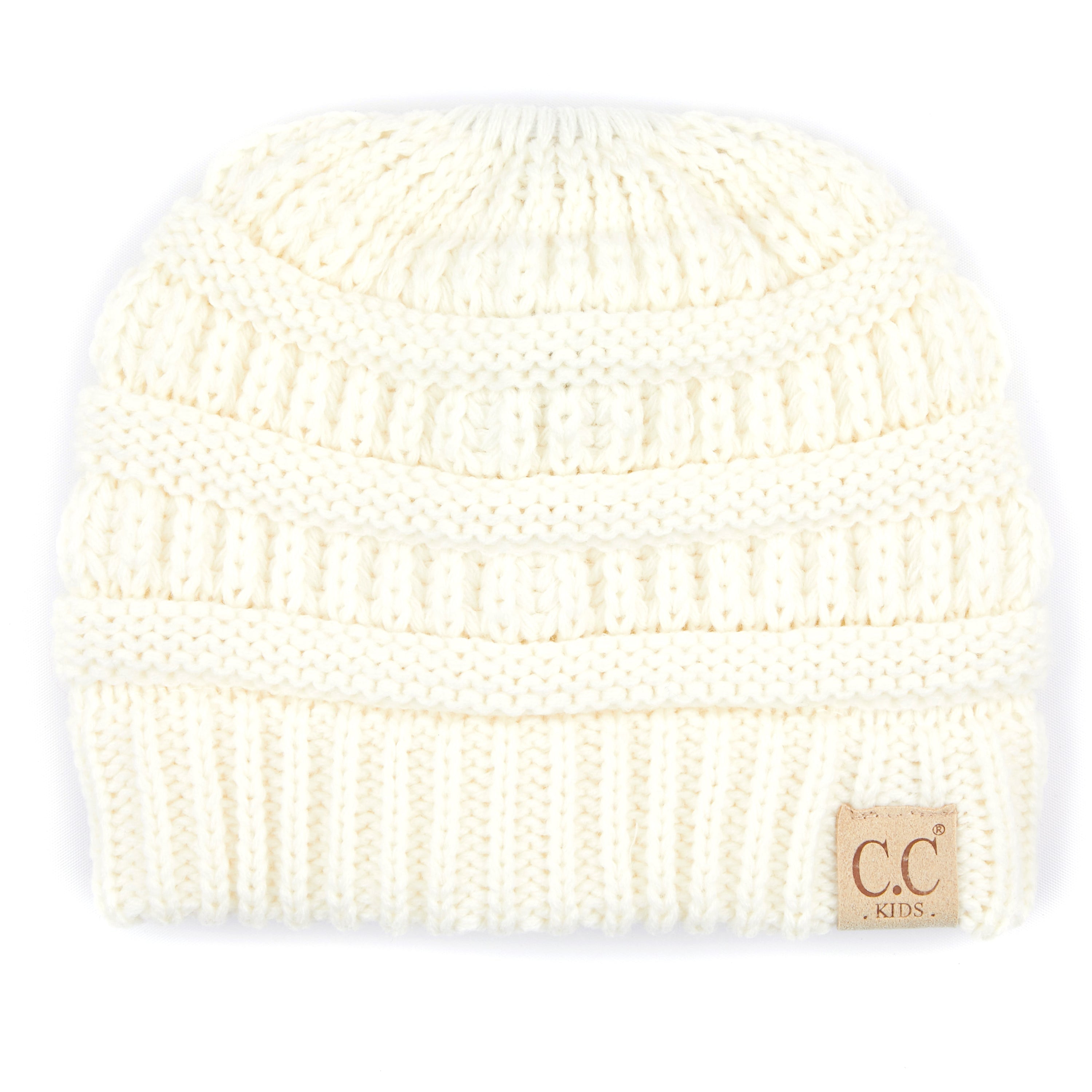 CC Ponytail Messy Bun Youth Beanies Hat