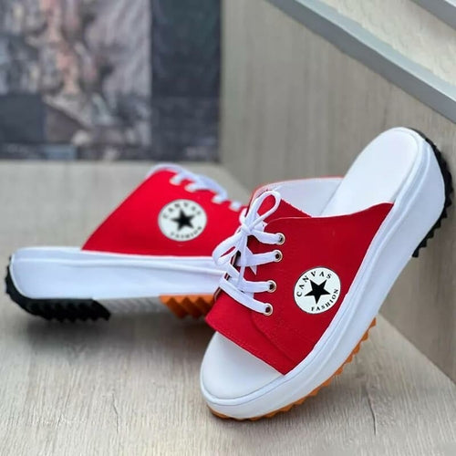 Casual Canvas Lace-up Women Sandals Slippers