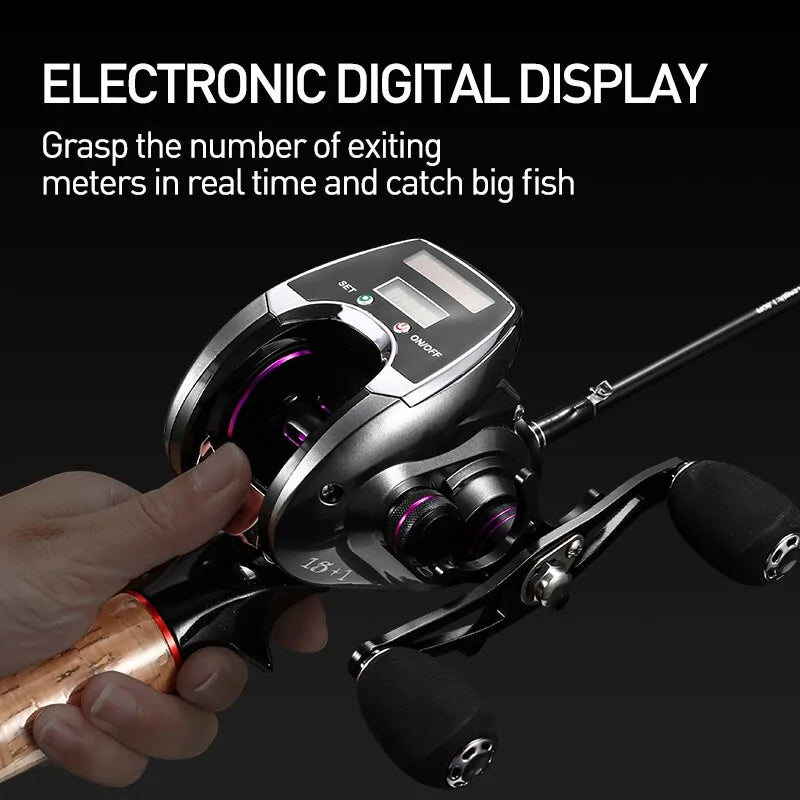 Electronic Bait Casting Fishing Reel with Digital Counter - 8.0:1 High Speed Ratio