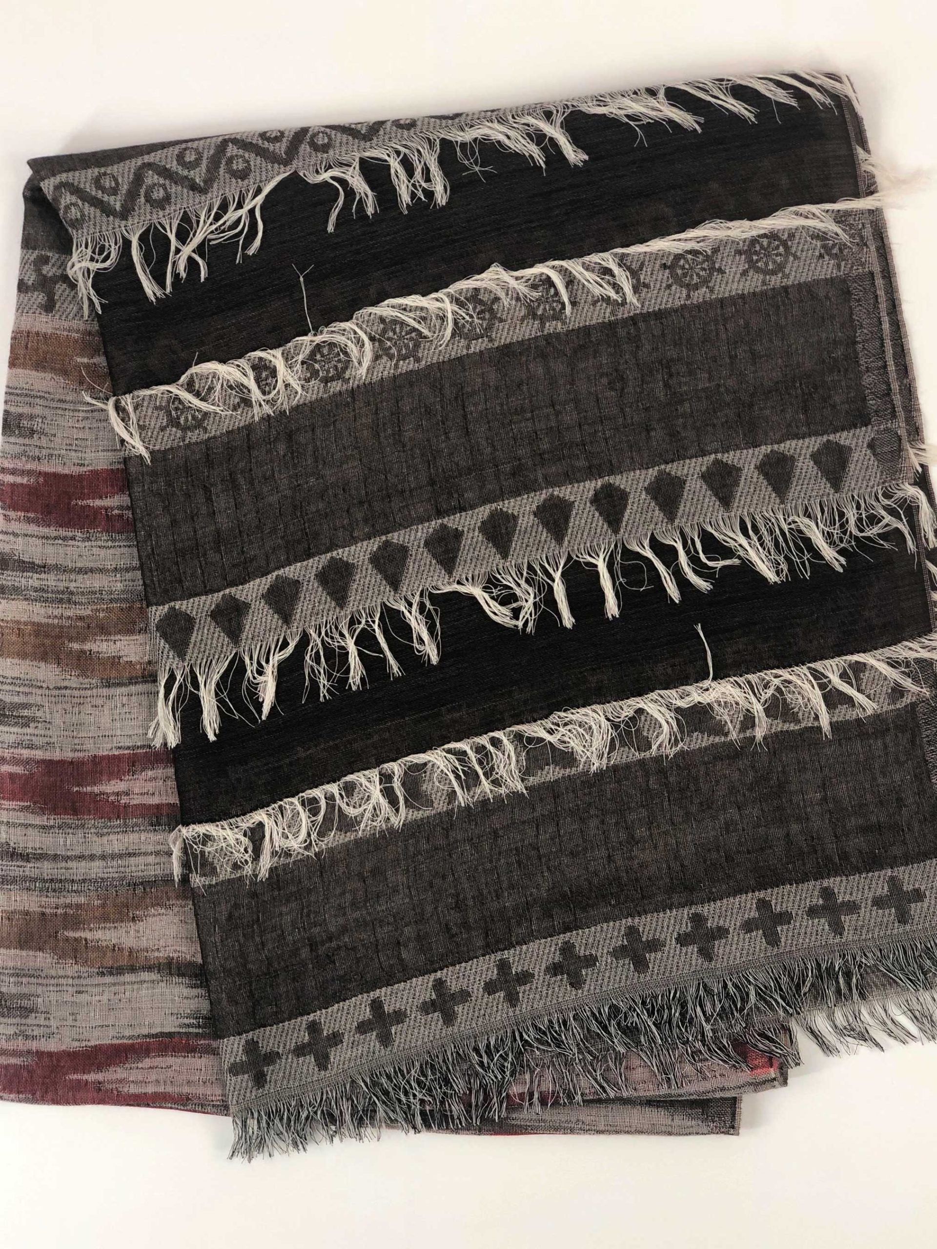 Gray Scarf with Fringes