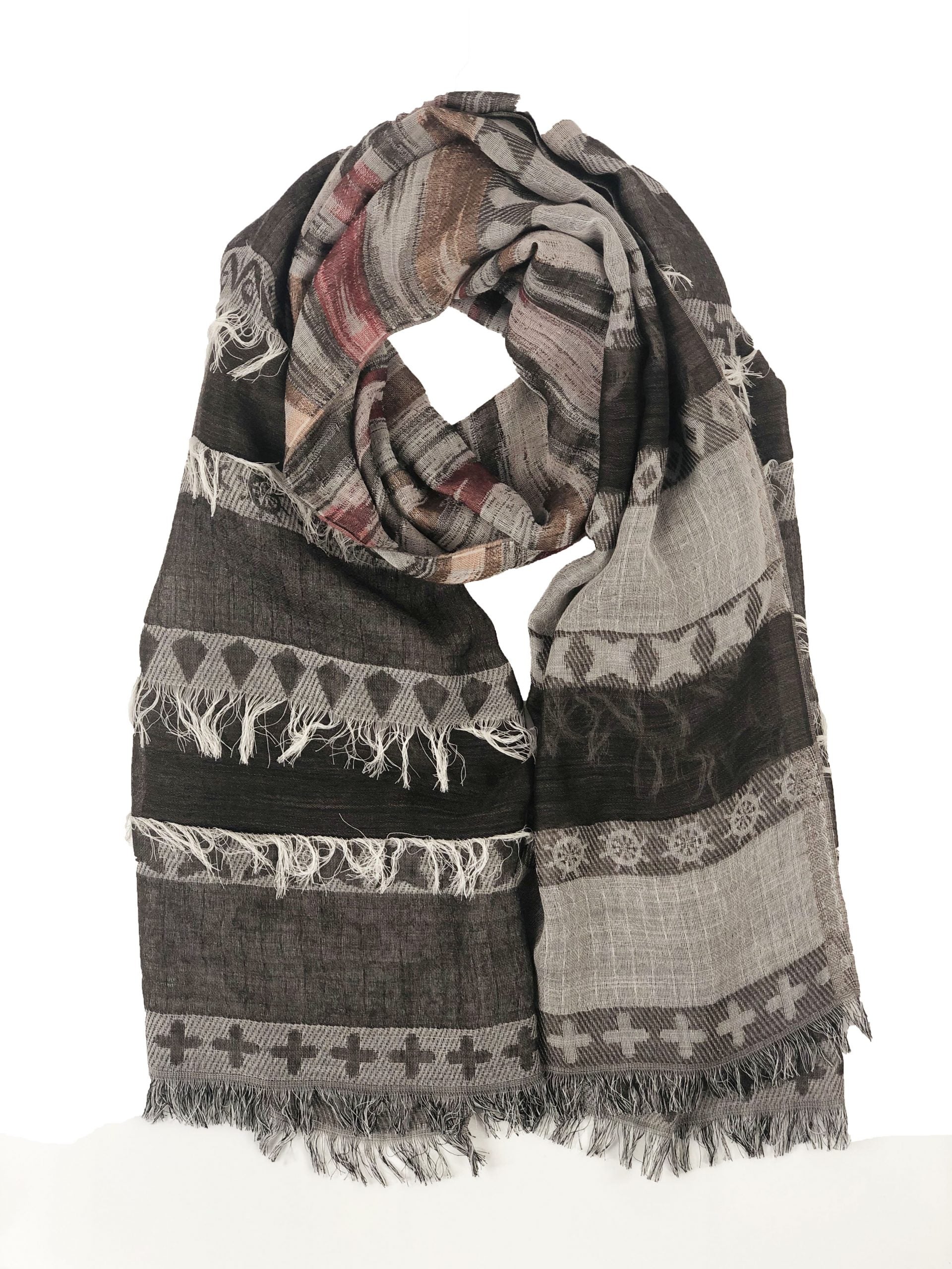 Gray Scarf with Fringes