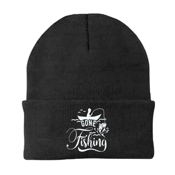 Gone Fishing Embroidered Beanie