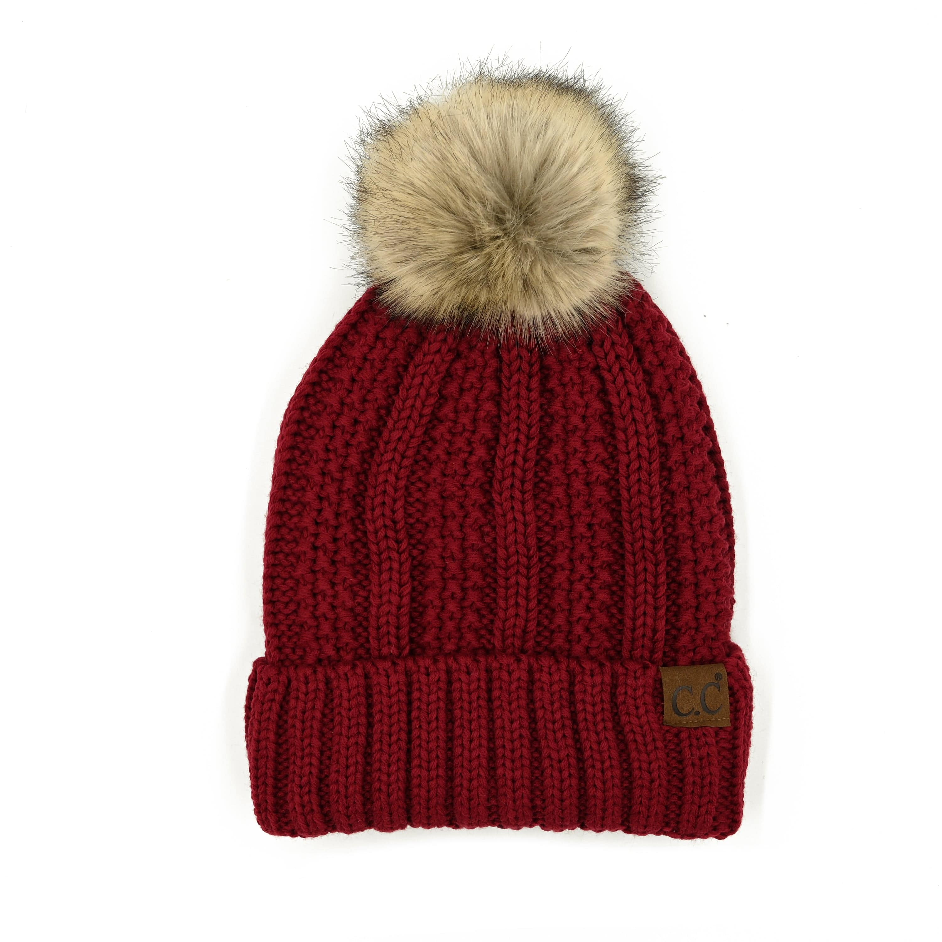 CC Bold Pom Accented Kids Youth to Adult Beanies Hats