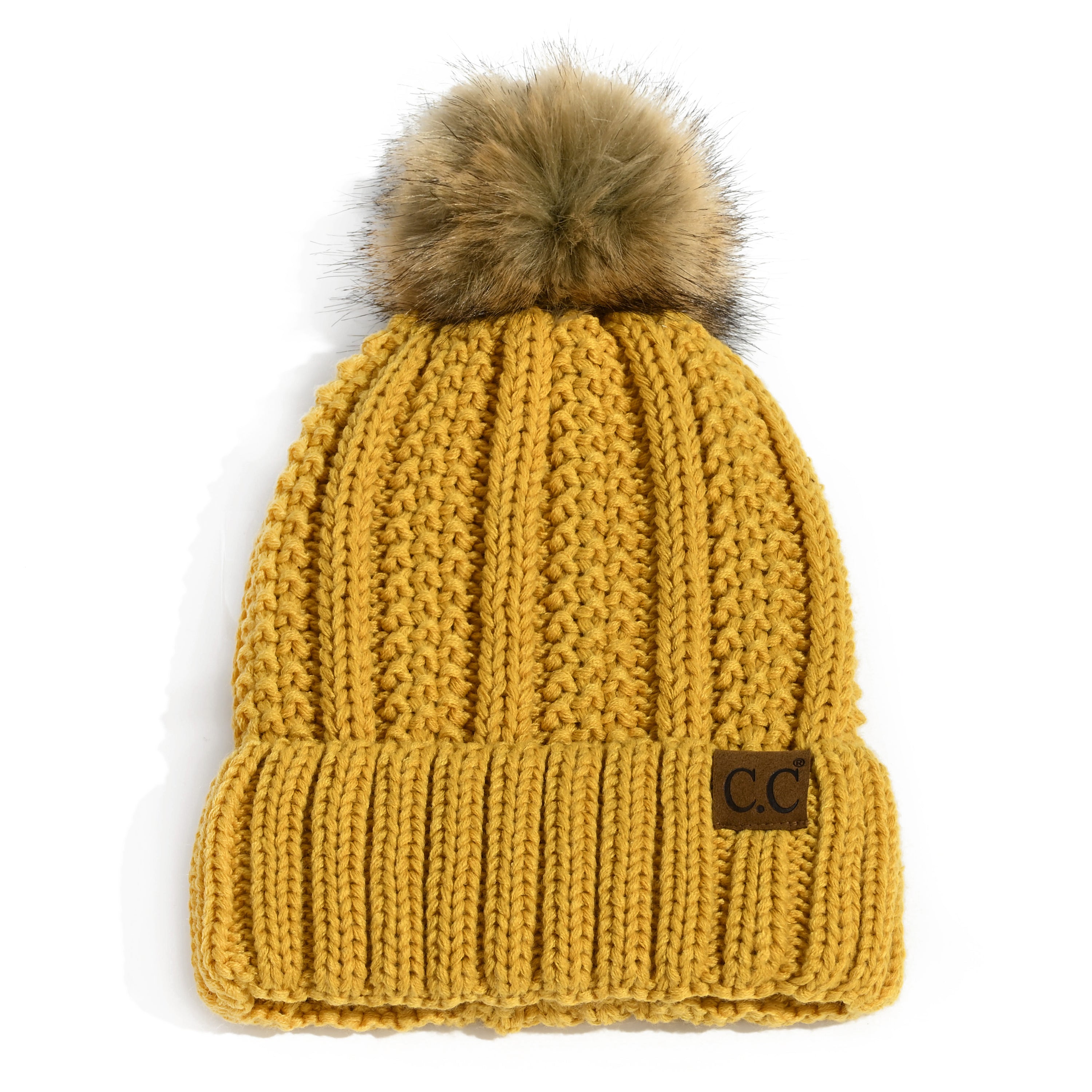 CC Bold Pom Accented Kids Youth to Adult Beanies Hats