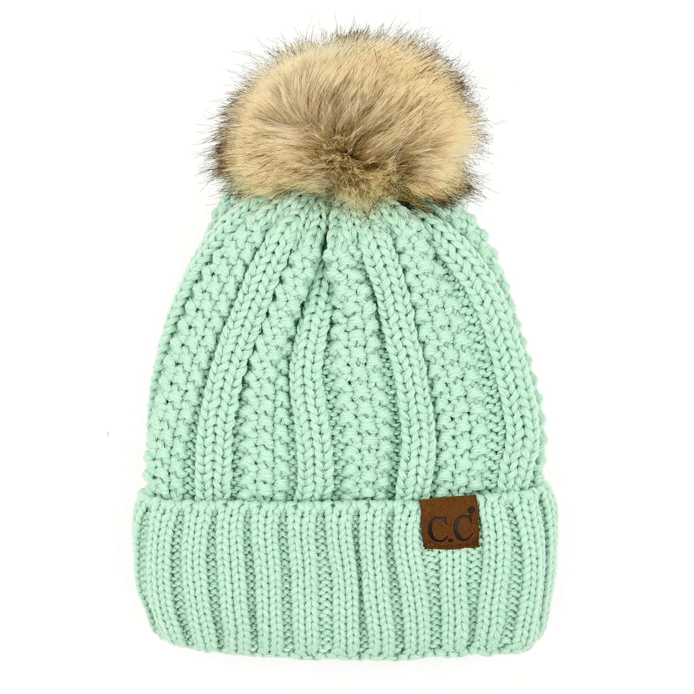 CC Bold Pom Accented Kids Youth to Adult Beanies Hats