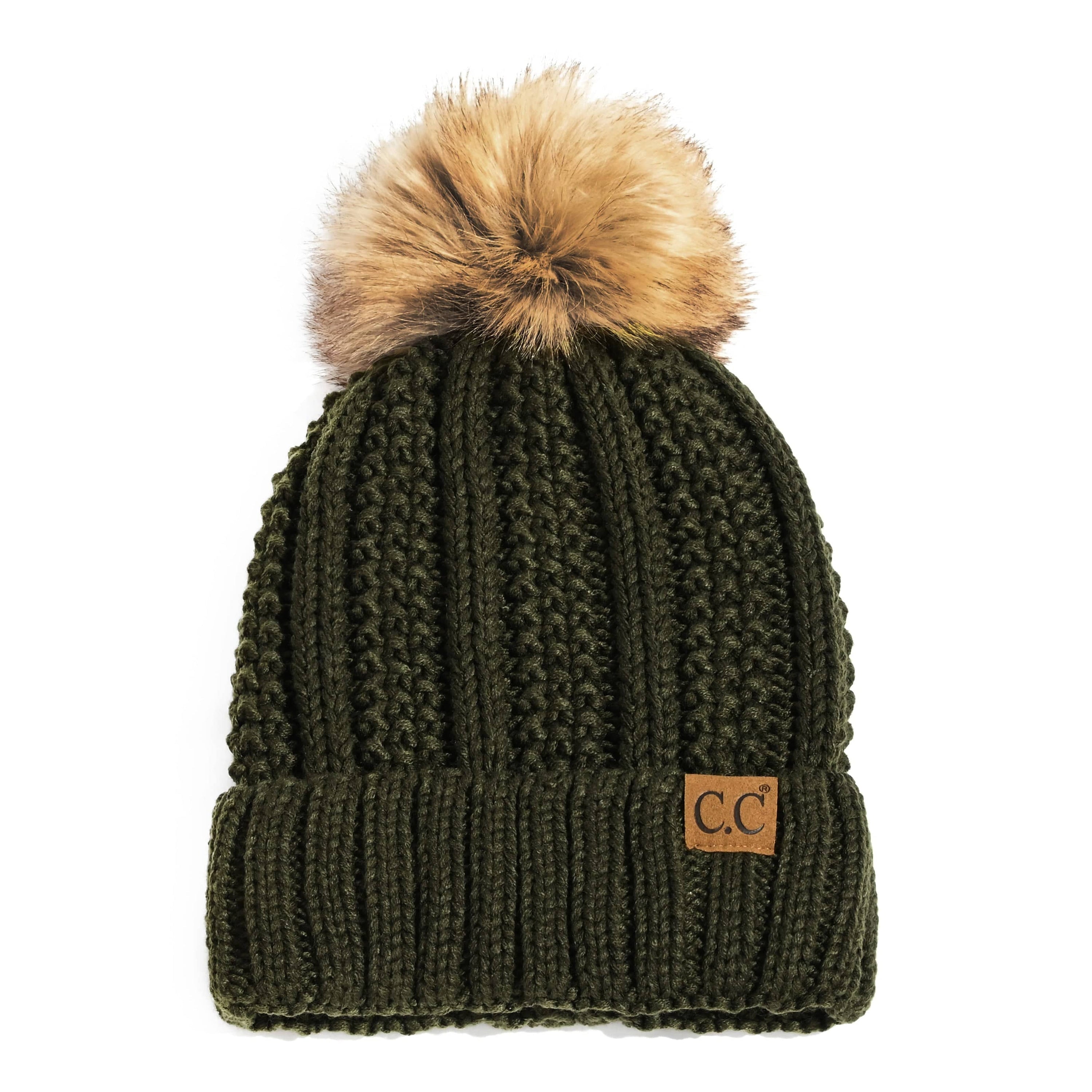 CC Bold Pom Accented Kids Youth to Adult Beanies Hats