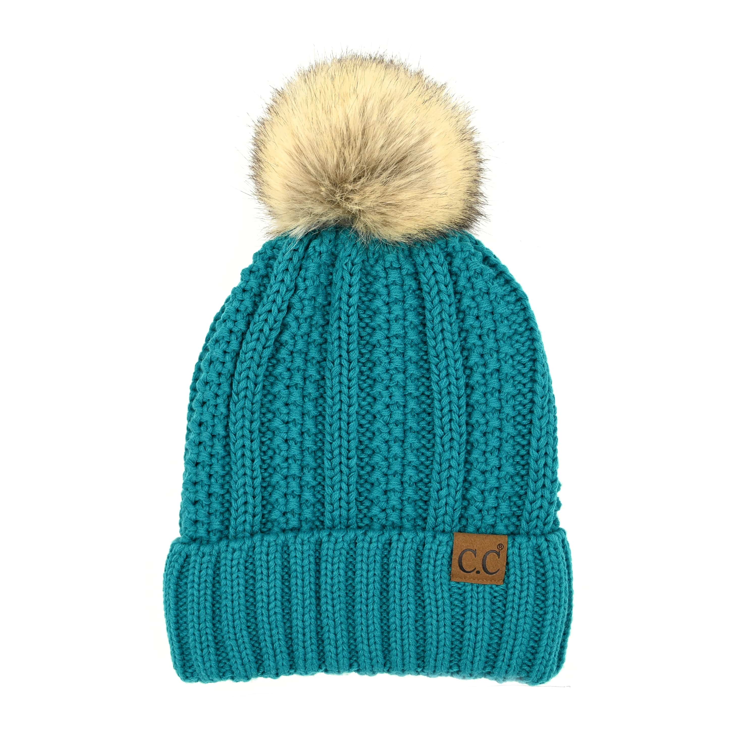 CC Bold Pom Accented Kids Youth to Adult Beanies Hats