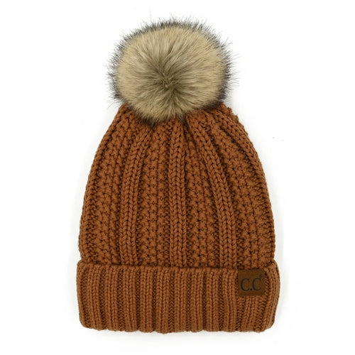 CC Bold Pom Accented Kids Youth to Adult Beanies Hats