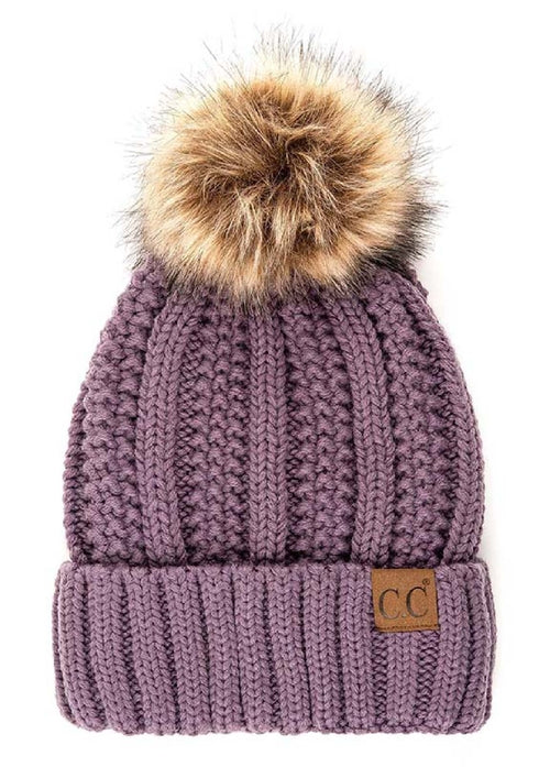 CC Bold Pom Accented Kids Youth to Adult Beanies Hats