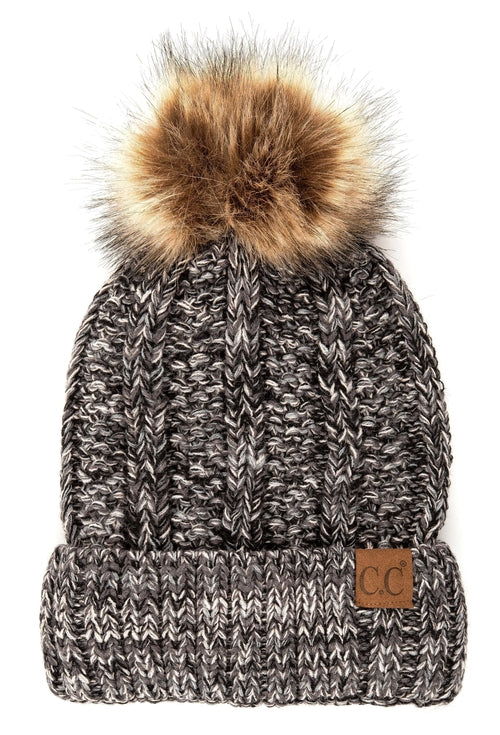 CC Bold Pom Accented Kids Youth to Adult Beanies Hats