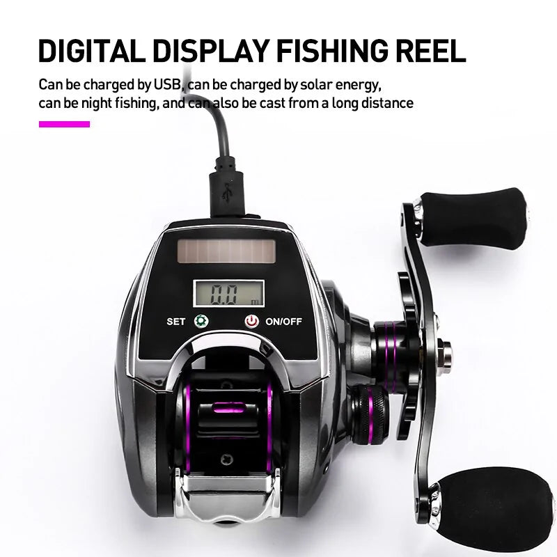 Electronic Bait Casting Fishing Reel with Digital Counter - 8.0:1 High Speed Ratio