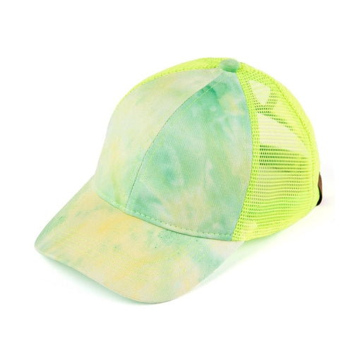 CC Tie-Dye Messy Bun Pony Cap Women, Teens and Kids Trucker Hats