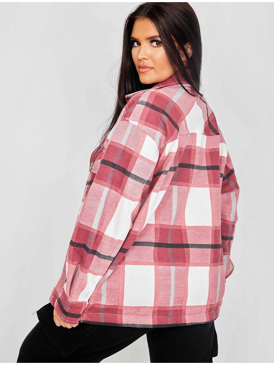 Wine Check Shacket Womens