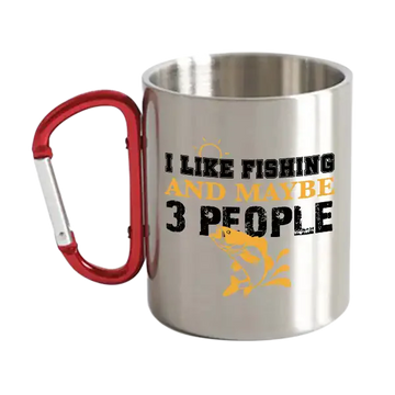 I Like Fishing And Maybe 3 People Carabiner Mug 12oz