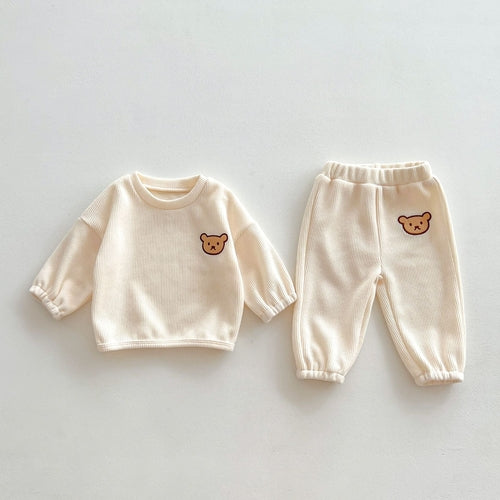 Infant Baby Unisex Bear Head Long-sleeved Combo Pants In Sets